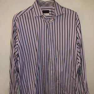 Thomas Dean Purple and Black Dress Shirt